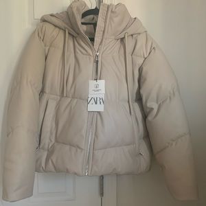 Zara Faux Leather Puffer Jacket